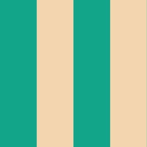 Beige-white-bold-regular-vertical-lines-on-vintage-turquoise-green---XL-jumbo