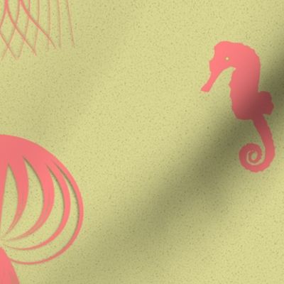Papercut seahorse & jellyfish simple_pinksand