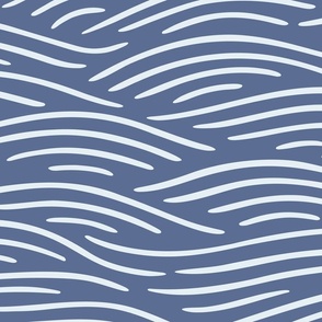 [L] Flowing waves - nautical coastal design, white lines on dark blue gray