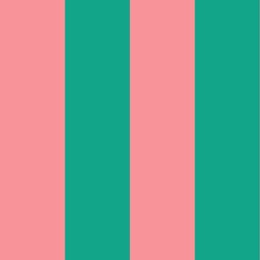 Turquoise-green-bold-regular-vertical-lines-on-vintage-soft-pink---XL-jumbo