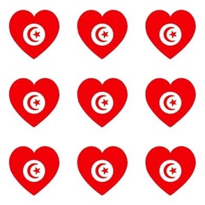 Tunisian flag hearts on white