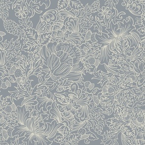 French Countryside blue gray two color floral