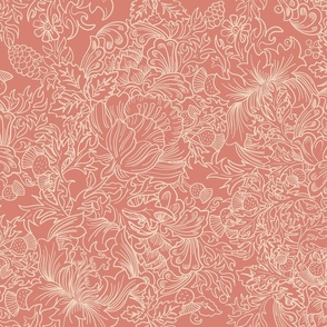 French Countryside two color floral coordinating in lighter tone pink