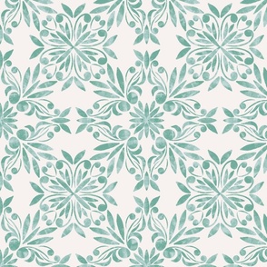 Mama Mia - Greek Tiles inspired beach pattern - Large Scale - Mint 