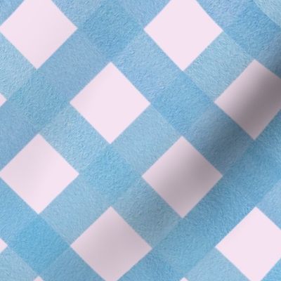 Gingham Classic Blue Diagonal Checker on Pastel Pink - Large