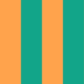 Bright-orange-bold-regular-vertical-lines-on-vintage-turquoise-green---XL-jumbo