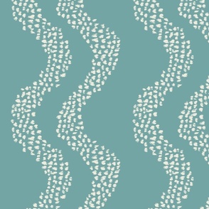 Abstract ocean wave highlights in hand drawn dots