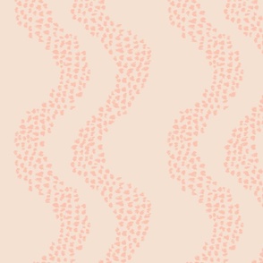 JUMBO Abstract dot wavy stripes retro peachy coral pink 