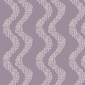 (M) Abstract dot wavy stripes hazy lilac off white