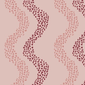 JUMBO Sand dune inspired Abstract spotted stripe waves in monochromatic red pink clay