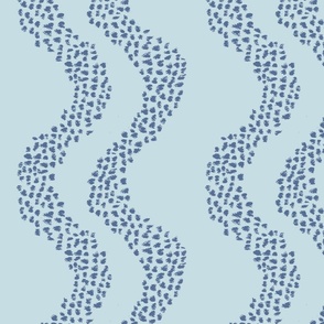 JUMBO Ocean inspired Abstract spotted stripe waves in monochromatic blues