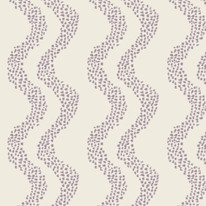 (M) Modern wavy stripes in textured abstract dots, off white and hazy lilac
