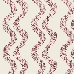 (M) Abstract spots 70s stripe waves in rich burgundy red brown off white