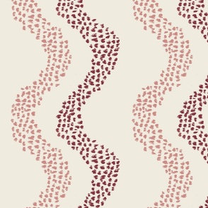 JUMBO Abstract spots 70s stripe waves rose brown pink clay and off white