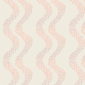 (M) Abstract dot wavy stripes in off white and gradient coral brown pink clay hand drawn expressive dots