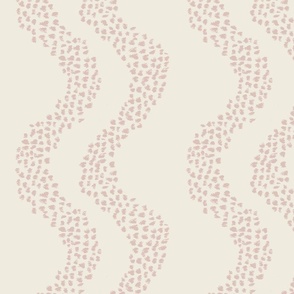 JUMBO Abstract dot wavy stripes in off white and brown pink clay hand drawn expressive dots