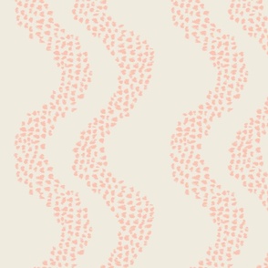 JUMBO Abstract dot wavy stripes retro peachy coral pink and soft light nude white