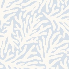 Ocean Life: Ivory White Coral Silhouettes on Baby Blue Background