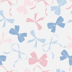 small scale bows in pink and blue