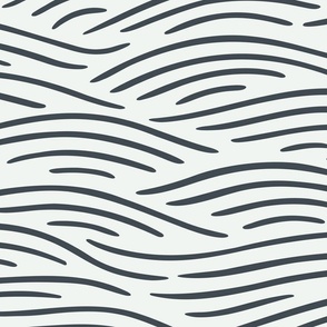 [L] Flowing waves - nautical coastal design, black lines on white