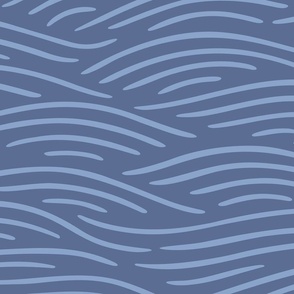[L] Flowing waves - nautical coastal design, blue lines on dark blue gray