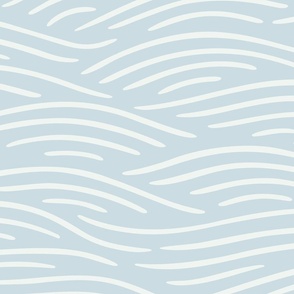 [L] Flowing waves - nautical coastal design, white lines on pale pastel blue