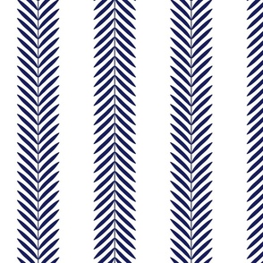 Simply Navy and White, Leaf Stripe Abstract Panel