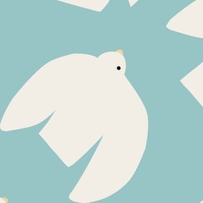Simple Birds - Small - Neutral White on Sky Blue