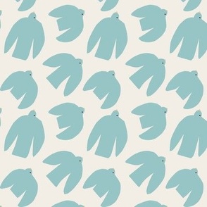 Simple Birds - Small - Sky Blue on Neutral White