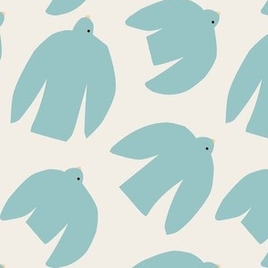 Simple Birds - Medium - Sky Blue on Neutral White