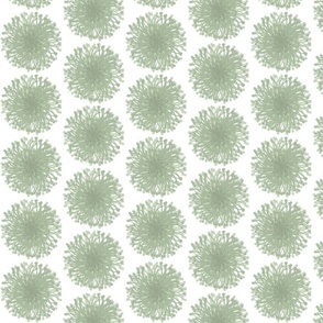 Abstract Dandelions, Muted Green on White, Easy Neutral