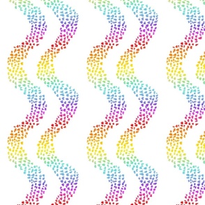 Rainbow geometric wavy stripes in abstract dots hand drawn striped waves modern textured spots