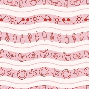 At The Beach / sorbet pink / playful wavy pattern design for your next summer fabric DIY