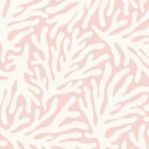 Ocean Life: Ivory White Coral Silhouettes on Salmon Pink Background