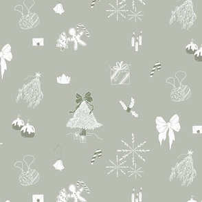 Large - Festive Bits And Bobs - Sage Green