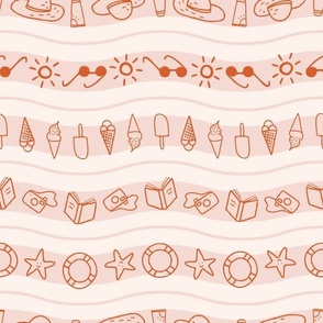 At The Beach / beige boho / playful wavy pattern design for your next summer fabric DIY