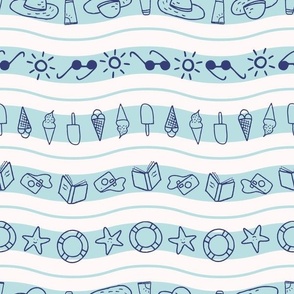 At The Beach / turquoise blue / playful wavy pattern design for your next summer fabric DIY