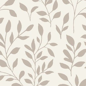 Botanical Minimalism | Large Scale | Warm Cream, Beige Tan | multidirectional leaves