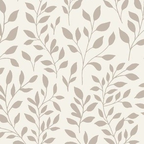 Botanical Minimalism | Medium Scale | Warm Cream, Beige Tan | multidirectional leaves