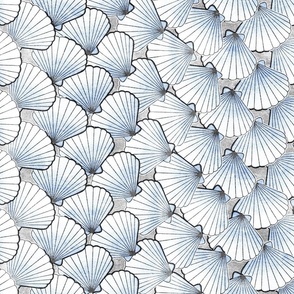 Sun Bleached Scallop Shells in Coastal Blue 