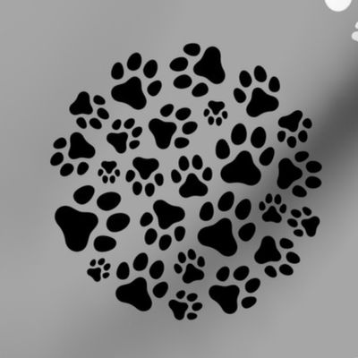 black and white dog foot print design