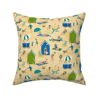 day at the beach - green and blue version - medium small by Cecca Designs