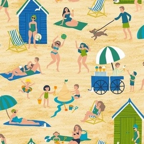 day at the beach - green and blue version - medium small by Cecca Designs