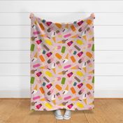 Icecream and lolly scatter on cotton candy pink  - large scale by Cecca Designs