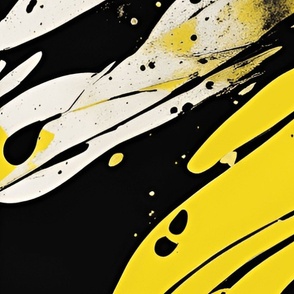 60'' Abstract Art | Color Art | Abstract Expressionism | Colorful Pattern | Black White Yellow