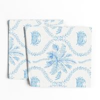 (large) St Barts Tropical Palms and Crabs Wavy Ogee in Textured Azure Blue