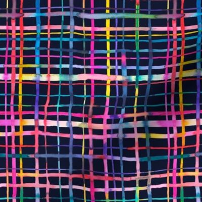 Gingham Grid Plaids Geometric watercolor - Multicolor navy - Small