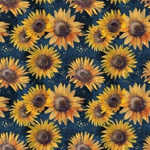 sunflowers floral flowers yellow navy glitter SMALL