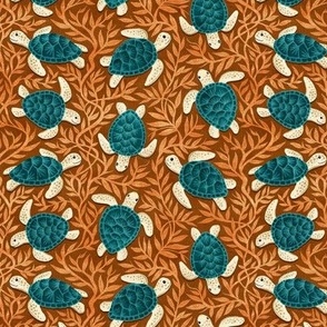 Turtle Treasures in Warm Brown, Orange and Teal Small