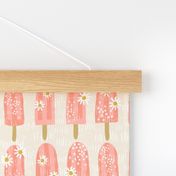 (Small) Textured Popsicles Decorated With Edible Daisies and Elderflowers Sprinkles - Peach Melon Pink